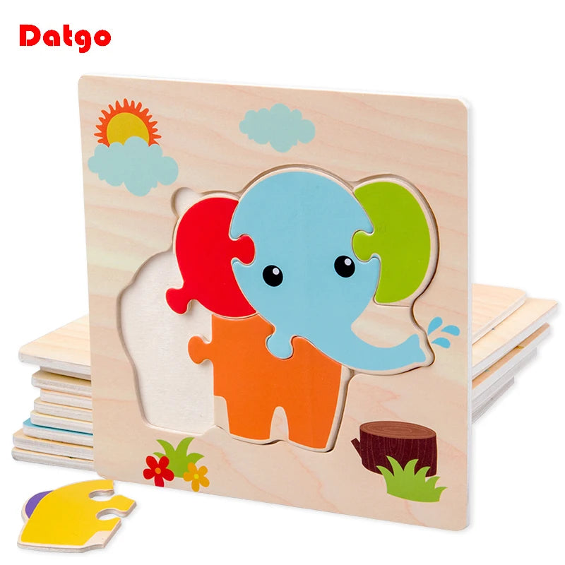 Baby Wooden 3D Tangram Animal Puzzles