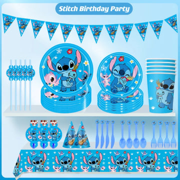 Disney Lilo And Stitch Birthday Party Decoration Tableware Cup Plate Tablecloth Balloons Theme Party supplies Banner Background