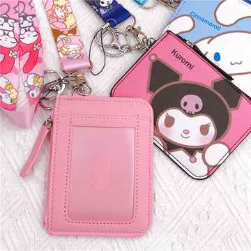 Sanrio Kawaii Leather Card Holder Coin Wallet Key Chain Pendant
