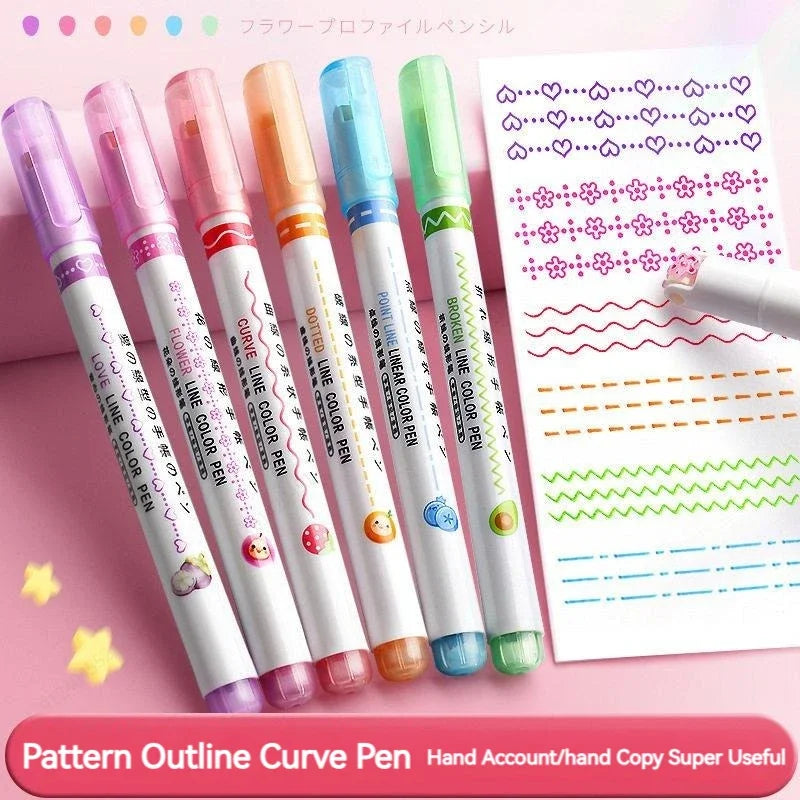 Flower Line Shape Highlighter Pen Set