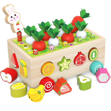Magnetic Wooden Radish Fruit Cart Shape Matching Blocks