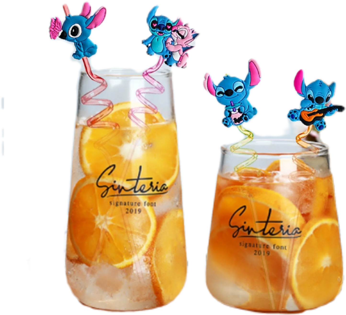 8PCS Stitch Reusable Straw Cartoon Disney Birthday Party Supplies Creative Drinking Tea straw Lilo&Stitch Anime Gifts For Kids