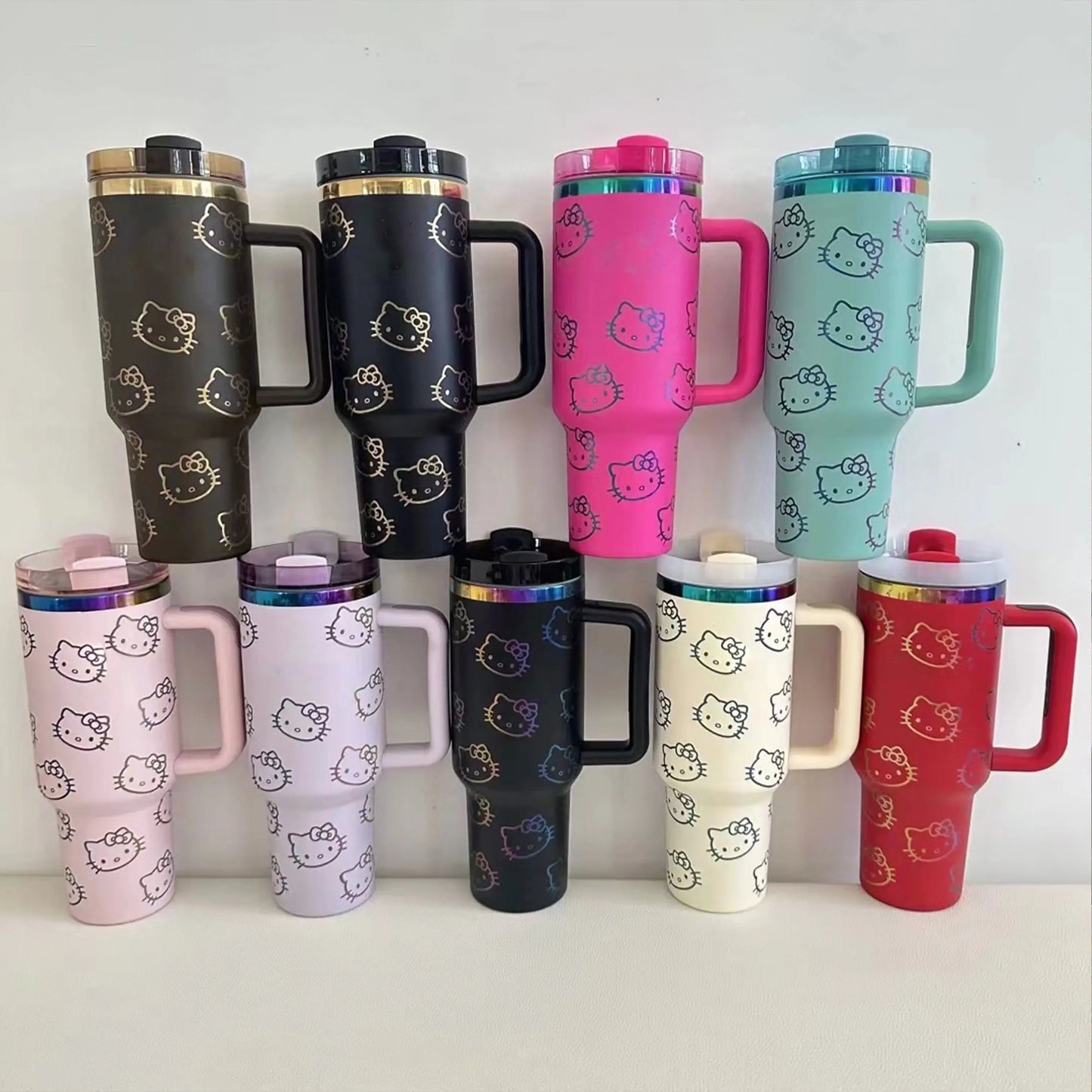 Hello Kitty 40oz Stainless Steel Travel Mug with Handle and Straw Lid