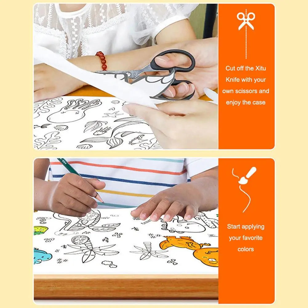 Children's Drawing Roll Sticky Colour Filling Paper