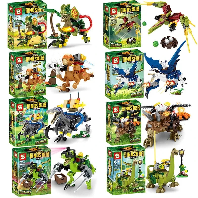 Prehistoric dinosaur-themed building block set