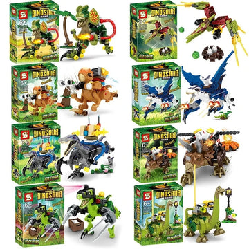 Prehistoric dinosaur-themed building block set