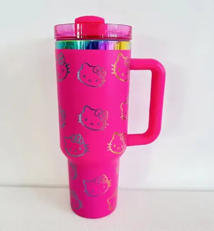 Hello Kitty 40oz Stainless Steel Travel Mug with Handle and Straw Lid