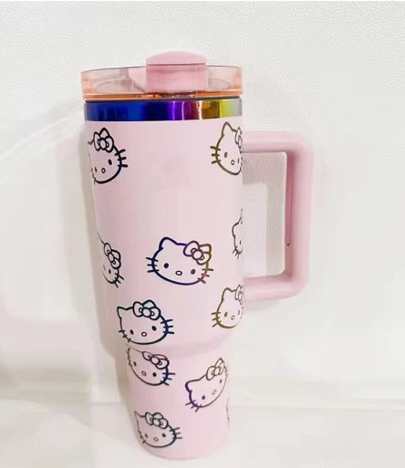 Hello Kitty 40oz Stainless Steel Travel Mug with Handle and Straw Lid