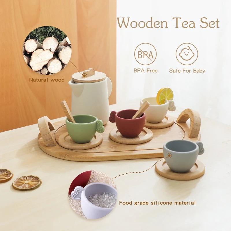 Wooden Children Montessori Toy Teapot Teacup