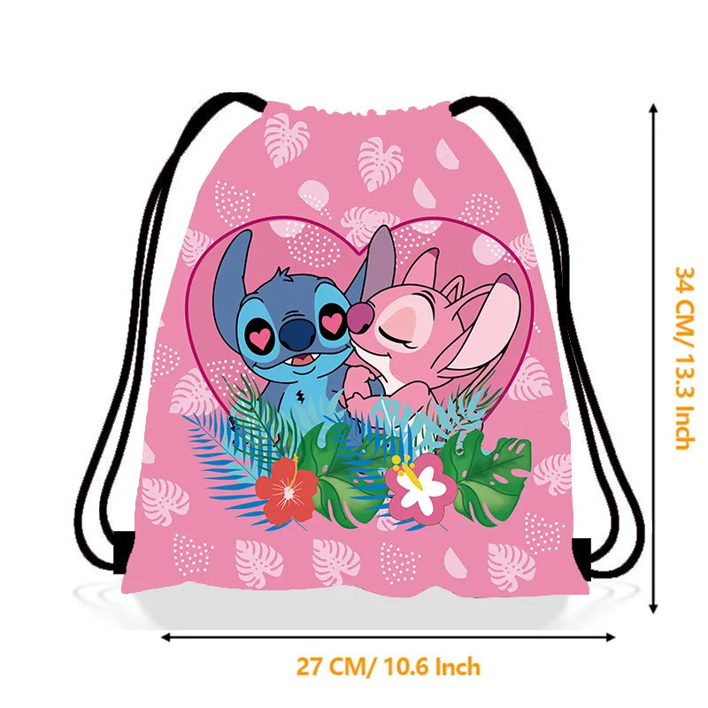 Disney Anime Stitch Non woven Drawstring Bag Kawaii Lilo & Stitch Birthday Party Gift Bag Children Shoulder Storage Bag Gifts