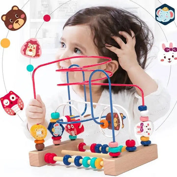 Montessori Wooden Roller Coaster Bead Maze Abacus