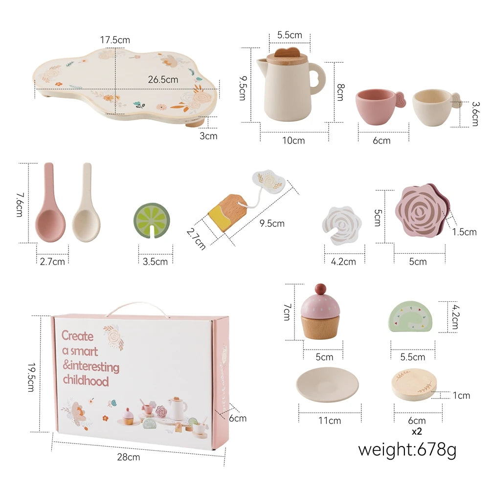 Wooden Children Montessori Toy Teapot Teacup