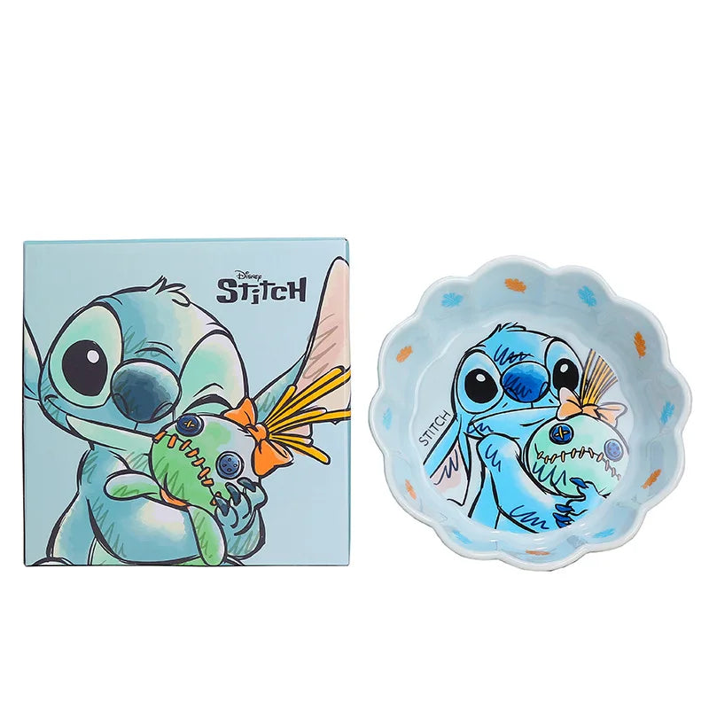 Stitch Salad Bowl Dinner Plates Household Ceramic Plate Cute Styling Rice Bowl Resistant Tableware Kid Water Cup Coffee Mug Gift