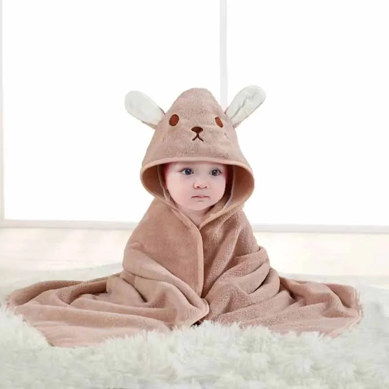 Cartoon Baby Bath Towel Hooded Swaddle Wrap