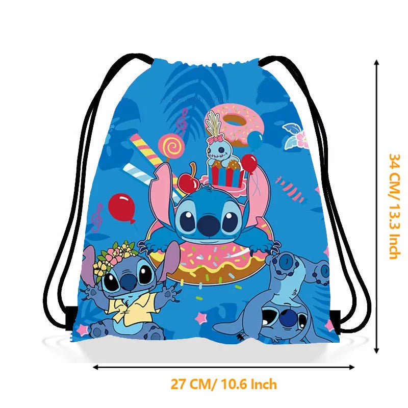 Disney Anime Stitch Non woven Drawstring Bag Kawaii Lilo & Stitch Birthday Party Gift Bag Children Shoulder Storage Bag Gifts