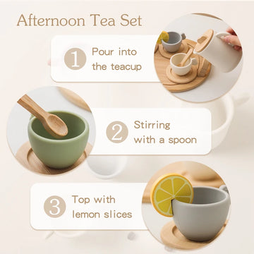 Wooden Children Montessori Toy Teapot Teacup