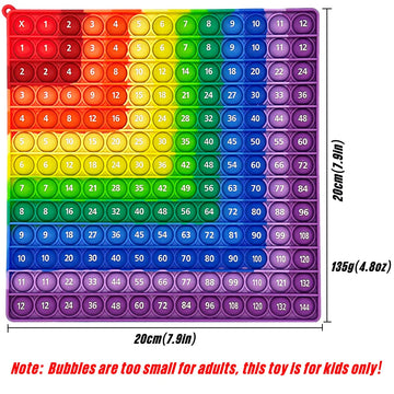 Colorful 12x12 Multiplication Push Bubble Fidget Pop Toy