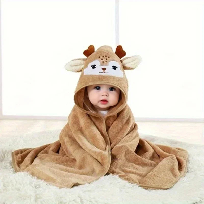 Cartoon Baby Bath Towel Hooded Swaddle Wrap