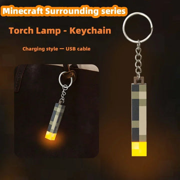 Minecraft Torch LED Mini Keychain – USB Rechargeable Pendant for Kids