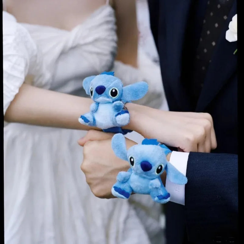 Disney Lilo & Stitch Wristband Cute Cartoon Stitch Kids Snap Circle Plush Wristband Doll Accessory Wedding Party Holiday Gift