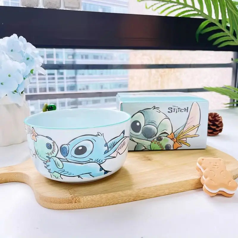 Stitch Salad Bowl Dinner Plates Household Ceramic Plate Cute Styling Rice Bowl Resistant Tableware Kid Water Cup Coffee Mug Gift