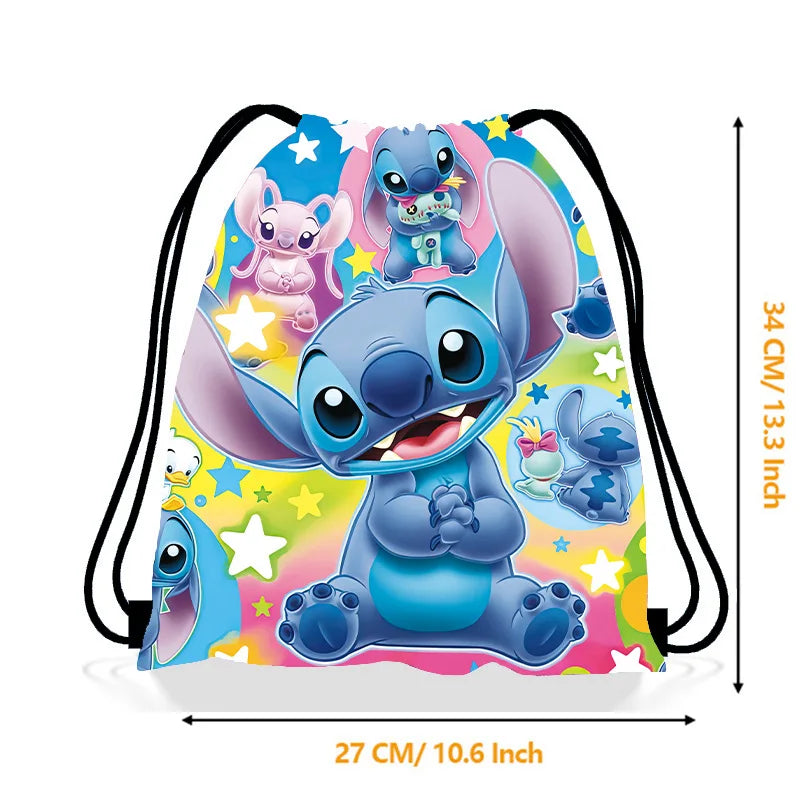 Disney Anime Stitch Non woven Drawstring Bag Kawaii Lilo & Stitch Birthday Party Gift Bag Children Shoulder Storage Bag Gifts