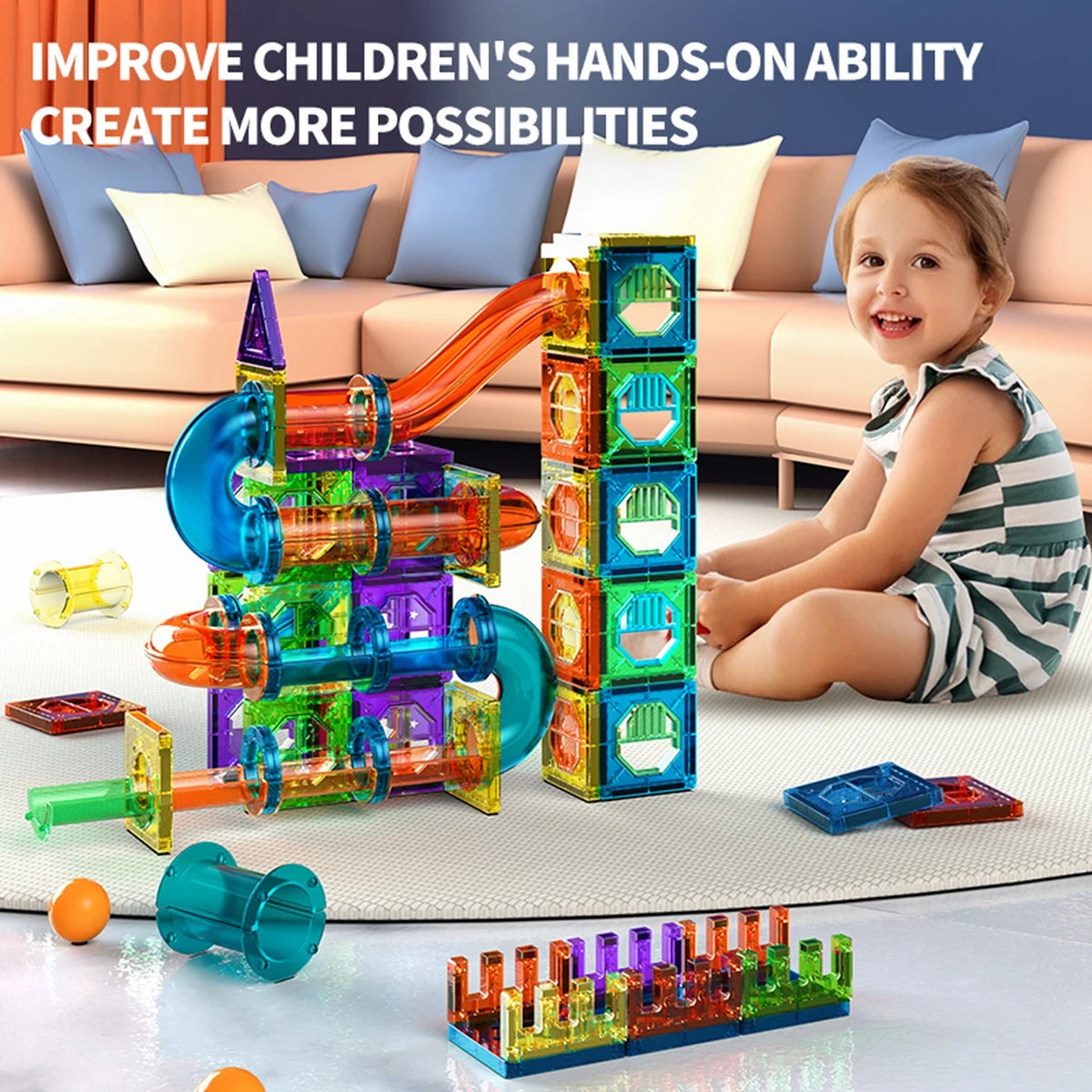 Light Magnetic Tiles Building Blocks