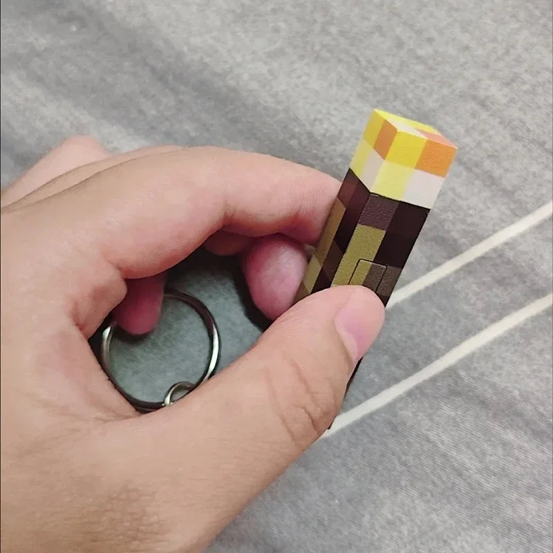 Minecraft Torch LED Mini Keychain – USB Rechargeable Pendant for Kids