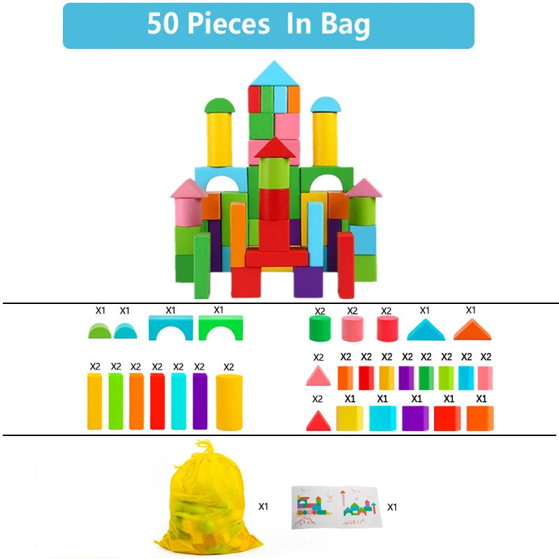 Wooden Building Blocks Set