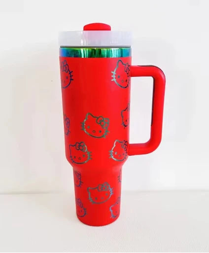 Hello Kitty 40oz Stainless Steel Travel Mug with Handle and Straw Lid
