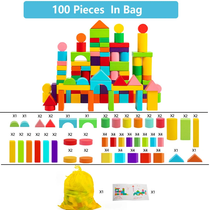 Wooden Building Blocks Set