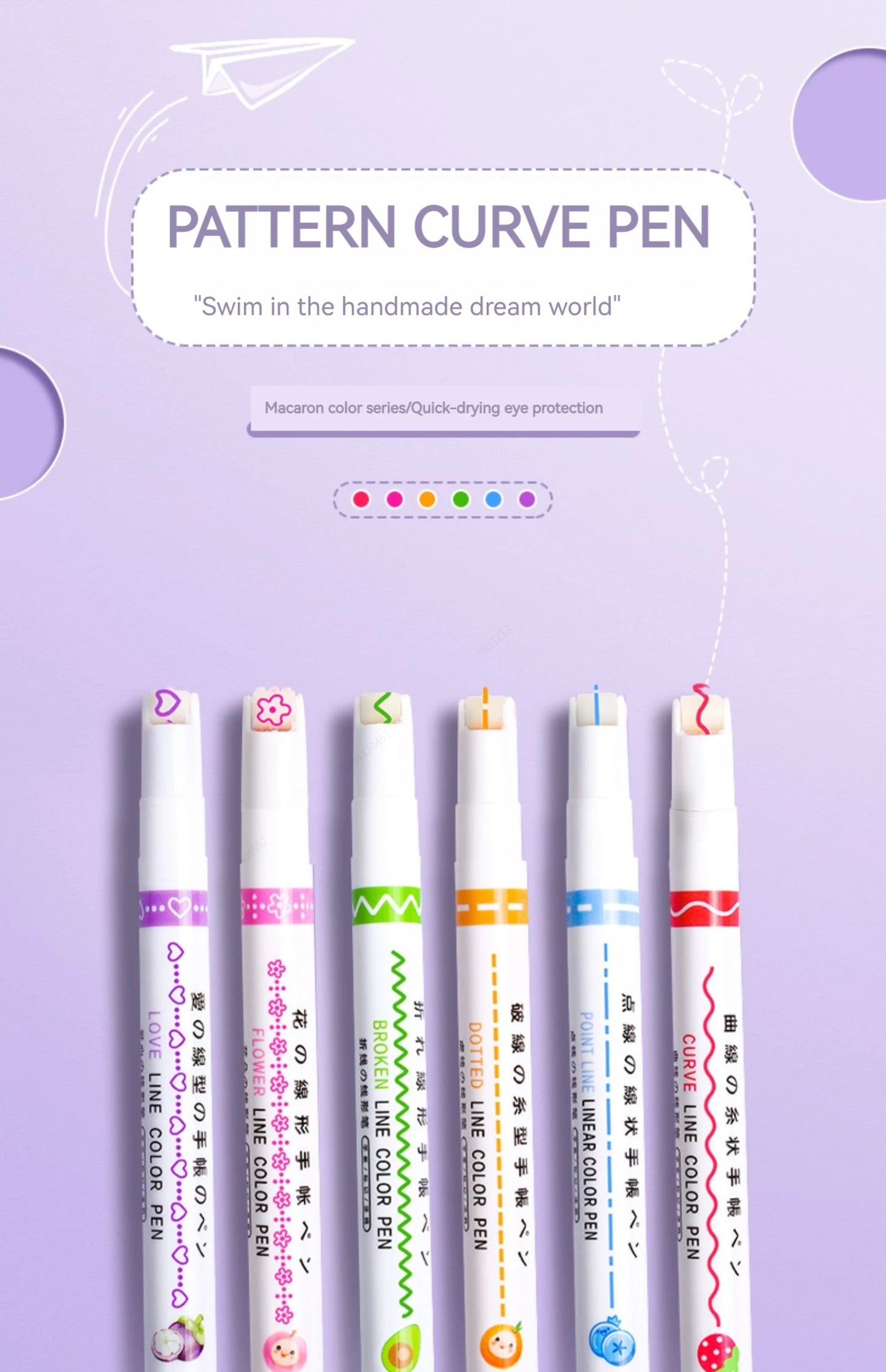 Flower Line Shape Highlighter Pen Set