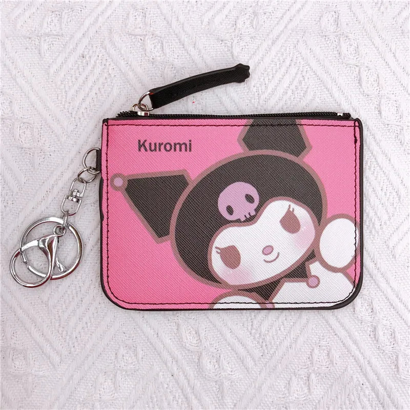 Sanrio Kawaii Leather Card Holder Coin Wallet Key Chain Pendant