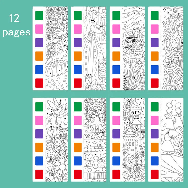 12 Pages Children's Watercolor Coloring Book