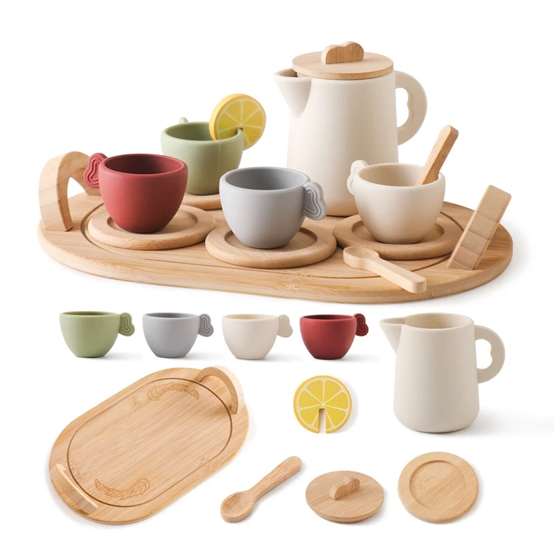 Wooden Children Montessori Toy Teapot Teacup