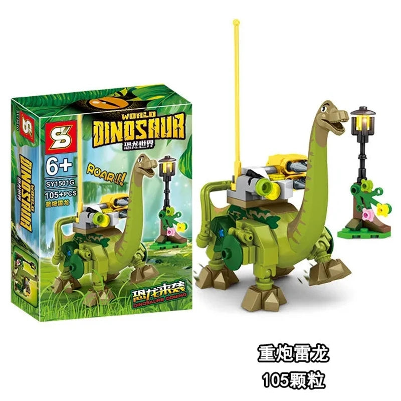 Prehistoric dinosaur-themed building block set