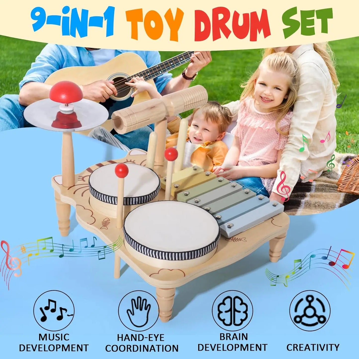 Wooden Xylophone Drum Set