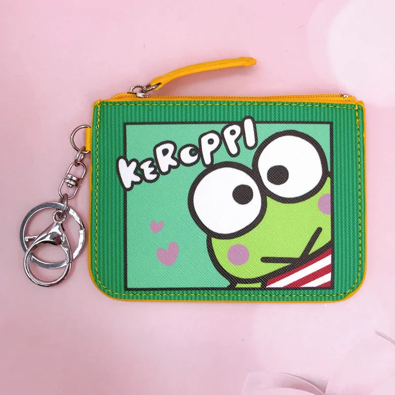 Sanrio Kawaii Leather Card Holder Coin Wallet Key Chain Pendant