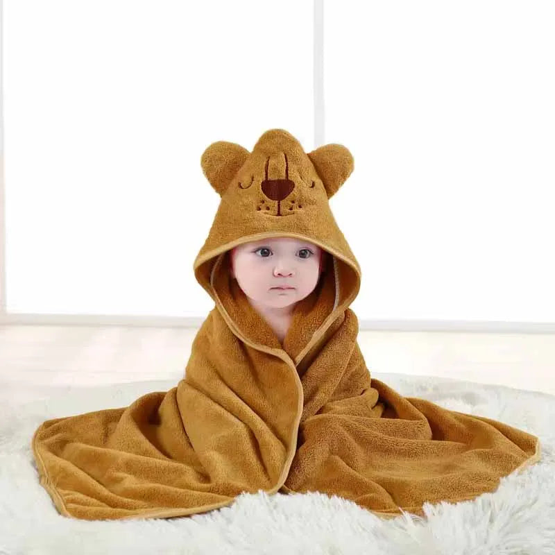 Cartoon Baby Bath Towel Hooded Swaddle Wrap