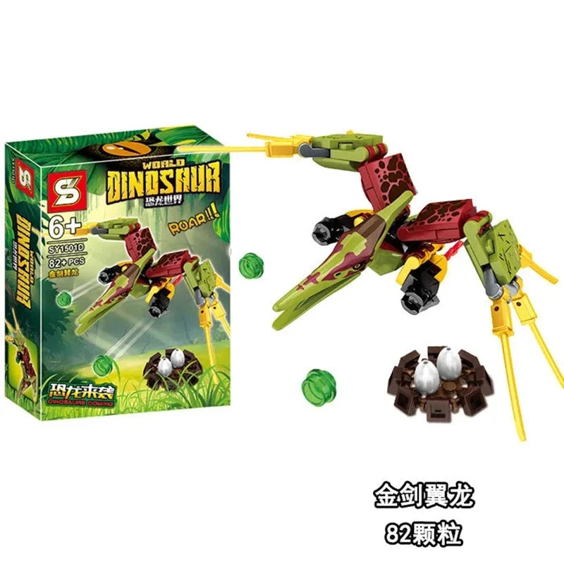 Prehistoric dinosaur-themed building block set