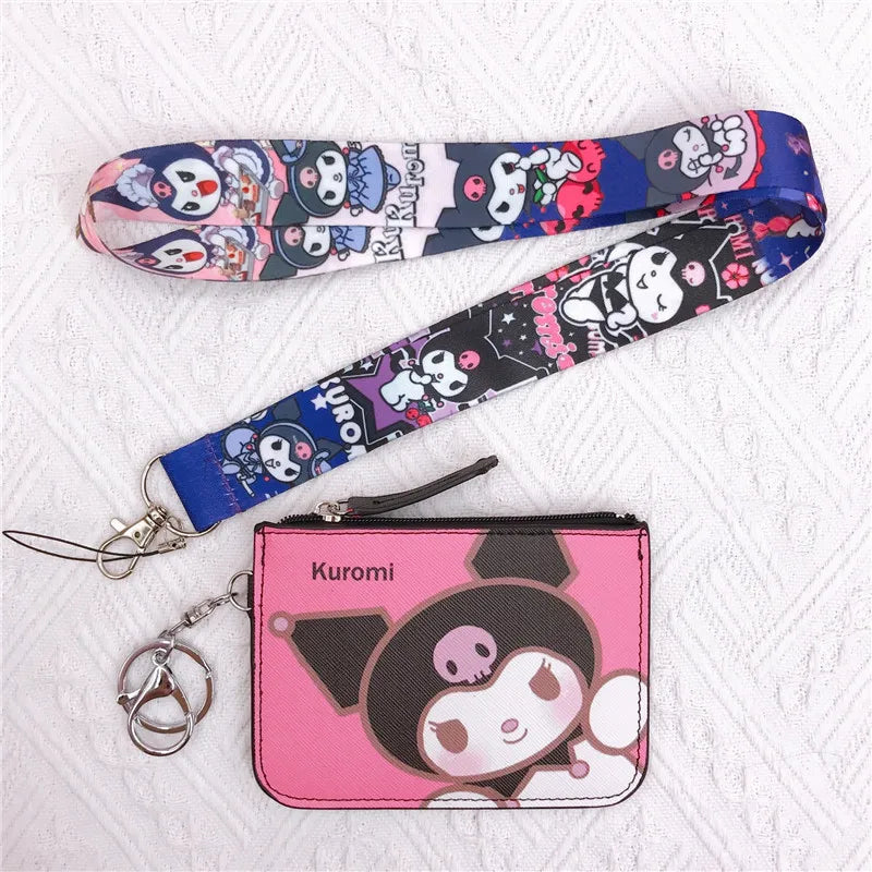 Sanrio Kawaii Leather Card Holder Coin Wallet Key Chain Pendant